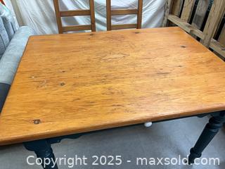 MaxSold Auction: Pine Farmhouse Wood Dining Table, Two-Tone, Seats 4 - Cobourg (Ontario, Canada) SELLER MANAGED Estate Sale Online Auction -  King Street East