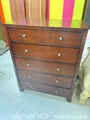 MaxSold Auction: Solid Wood 5-Drawer Dresser, Medium Brown Cherry Colour - Cobourg (Ontario, Canada) SELLER MANAGED Estate Sale Online Auction -  King Street East