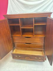 MaxSold Auction: Solid Wood Armoire, Cherry Stain, Traditional - Cobourg (Ontario, Canada) SELLER MANAGED Estate Sale Online Auction -  King Street East