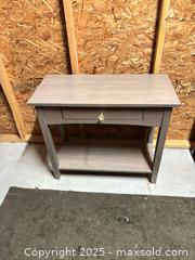 MaxSold Auction: Solid Wood Console Table, Gray Wash Finish, Drawer &#38; Lower Shelf - Cobourg (Ontario, Canada) SELLER MANAGED Estate Sale Online Auction -  King Street East