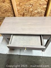MaxSold Auction: Solid Wood Console Table, Gray Wash Finish, Drawer &#38; Lower Shelf - Cobourg (Ontario, Canada) SELLER MANAGED Estate Sale Online Auction -  King Street East
