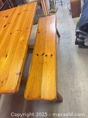 MaxSold Auction: Solid Wood Dining Table with 2 Benches, Honey Finish - Cobourg (Ontario, Canada) SELLER MANAGED Estate Sale Online Auction -  King Street East