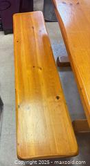 MaxSold Auction: Solid Wood Dining Table with 2 Benches, Honey Finish - Cobourg (Ontario, Canada) SELLER MANAGED Estate Sale Online Auction -  King Street East