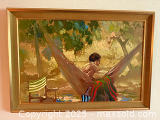 MaxSold Auction: RARE Vintage Keith Lindberg Carmel Artist Original Oil Painting “Boy Hammocking” 29 x 42” - Menlo Park (California, USA) SELLER MANAGED Estate Sale Online Auction - Sharon Park Drive (CONDO)