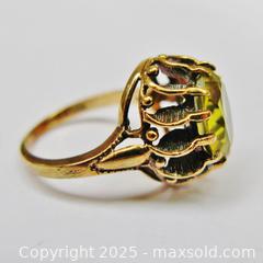MaxSold Auction: 10K Gold &#38; Green Citrine Vintage Ring - Aurora (Ontario, Canada) PARTNER MANAGED Downsizing Online Auction - Murray Drive