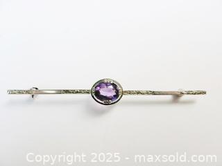 MaxSold Auction: Antique 18K White Gold Amethyst Bar Brooch - Aurora (Ontario, Canada) PARTNER MANAGED Downsizing Online Auction - Murray Drive