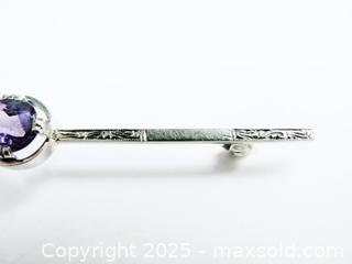 MaxSold Auction: Antique 18K White Gold Amethyst Bar Brooch - Aurora (Ontario, Canada) PARTNER MANAGED Downsizing Online Auction - Murray Drive