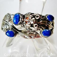 MaxSold Auction: Chinese Dragon Sterling Silver &#38; Lapis Lazuli Hinged Bangle Bracelet - Aurora (Ontario, Canada) PARTNER MANAGED Downsizing Online Auction - Murray Drive