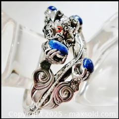 MaxSold Auction: Chinese Dragon Sterling Silver &#38; Lapis Lazuli Hinged Bangle Bracelet - Aurora (Ontario, Canada) PARTNER MANAGED Downsizing Online Auction - Murray Drive