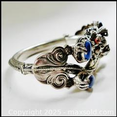 MaxSold Auction: Chinese Dragon Sterling Silver &#38; Lapis Lazuli Hinged Bangle Bracelet - Aurora (Ontario, Canada) PARTNER MANAGED Downsizing Online Auction - Murray Drive