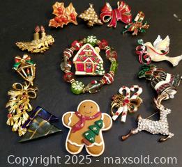 MaxSold Auction: Group of Christmas Jewellery - Brooches  - Aurora (Ontario, Canada) PARTNER MANAGED Downsizing Online Auction - Murray Drive