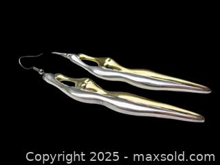 MaxSold Auction: Long Modernist Sterling Silver Earrings Abstract Lovers   - Aurora (Ontario, Canada) PARTNER MANAGED Downsizing Online Auction - Murray Drive