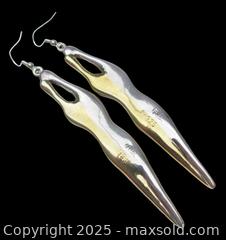 MaxSold Auction: Long Modernist Sterling Silver Earrings Abstract Lovers   - Aurora (Ontario, Canada) PARTNER MANAGED Downsizing Online Auction - Murray Drive