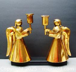 MaxSold Auction: Mexican Los Castillo Handwrought Copper Angel Candle Holders  - Aurora (Ontario, Canada) PARTNER MANAGED Downsizing Online Auction - Murray Drive