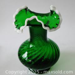 MaxSold Auction: Scarce 1950&#39;s Fenton Green Spiral Optic Snow Crest Vase  - Aurora (Ontario, Canada) PARTNER MANAGED Downsizing Online Auction - Murray Drive