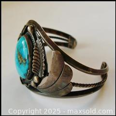 MaxSold Auction: Signed Al Joe Native American Sterling Silver Turquoise Cuff Bracelet - Aurora (Ontario, Canada) PARTNER MANAGED Downsizing Online Auction - Murray Drive