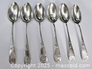 MaxSold Auction: Six J Cornelius Early Canadian Sterling Silver Spoons  - Aurora (Ontario, Canada) PARTNER MANAGED Downsizing Online Auction - Murray Drive