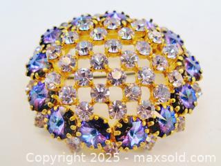 MaxSold Auction: Vintage Austrian Faux Alexandrite &#38; Rivoli Rhinestone Brooch  - Aurora (Ontario, Canada) PARTNER MANAGED Downsizing Online Auction - Murray Drive