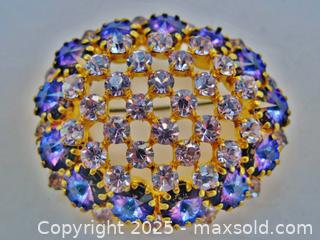 MaxSold Auction: Vintage Austrian Faux Alexandrite &#38; Rivoli Rhinestone Brooch  - Aurora (Ontario, Canada) PARTNER MANAGED Downsizing Online Auction - Murray Drive