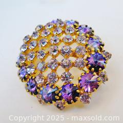 MaxSold Auction: Vintage Austrian Faux Alexandrite &#38; Rivoli Rhinestone Brooch  - Aurora (Ontario, Canada) PARTNER MANAGED Downsizing Online Auction - Murray Drive