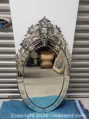 MaxSold Auction: Beautiful unique vintage etched glass mirror  - Mississauga (Ontario, Canada) SELLER MANAGED Downsizing Online Auction - Matheson Boulevard East (Storage)
