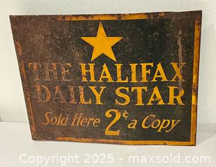 MaxSold Auction: Antique Halifax Daily Star Newspaper Metal Sign 2 Cants  - Toronto (Ontario, Canada) PARTNER MANAGED Downsizing Online Auction - Scarborough Road
