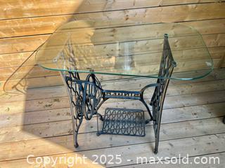 MaxSold Auction: Antique Singer Sewing Machine Base Custom Glass Top Table  - Toronto (Ontario, Canada) PARTNER MANAGED Downsizing Online Auction - Scarborough Road
