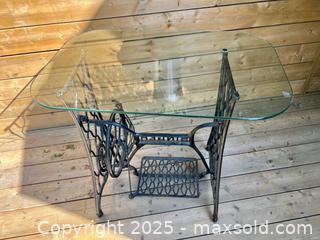 MaxSold Auction: Antique Singer Sewing Machine Base Custom Glass Top Table  - Toronto (Ontario, Canada) PARTNER MANAGED Downsizing Online Auction - Scarborough Road