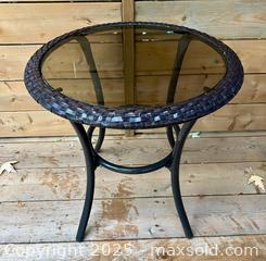 MaxSold Auction: Outdoor Patio Table Metal Wicker Tinted Glass - Toronto (Ontario, Canada) PARTNER MANAGED Downsizing Online Auction - Scarborough Road