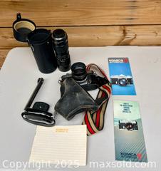 MaxSold Auction: Vintage Konica Film Camera Lot Lens Extras Manuals - Toronto (Ontario, Canada) PARTNER MANAGED Downsizing Online Auction - Scarborough Road
