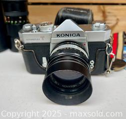 MaxSold Auction: Vintage Konica Film Camera Lot Lens Extras Manuals - Toronto (Ontario, Canada) PARTNER MANAGED Downsizing Online Auction - Scarborough Road