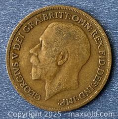 MaxSold Auction: 1920 UK (British) George V One Penny Large Cent Coin Great Britain - Kingston (Ontario, Canada) SELLER MANAGED Estate Sale Online Auction - Monterey Court