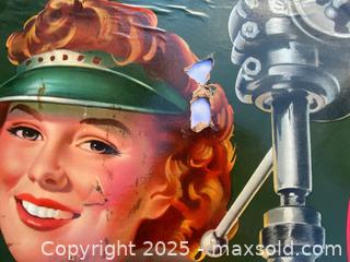 MaxSold Auction: 1943 Coca-Cola Cardboard Sign “Rosie the Riveter&#34; style World War II era sign  &#34;Face Your Job Refreshed&#34; 57 x 27” - Kingston (Ontario, Canada) SELLER MANAGED Estate Sale Online Auction - Monterey Court