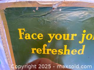 MaxSold Auction: 1943 Coca-Cola Cardboard Sign “Rosie the Riveter&#34; style World War II era sign  &#34;Face Your Job Refreshed&#34; 57 x 27” - Kingston (Ontario, Canada) SELLER MANAGED Estate Sale Online Auction - Monterey Court