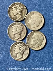 MaxSold Auction: Five (5) US Silver dimes years 1942, 1943, 1944, 1947, 1964 - Kingston (Ontario, Canada) SELLER MANAGED Estate Sale Online Auction - Monterey Court