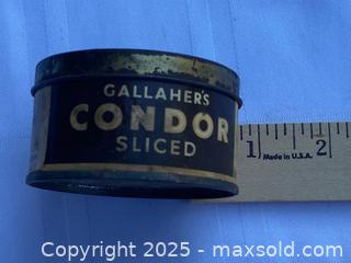 MaxSold Auction: Old Tob Tin - Gallagher‘s Condor Sliced with embossed lid.  - Kingston (Ontario, Canada) SELLER MANAGED Estate Sale Online Auction - Monterey Court