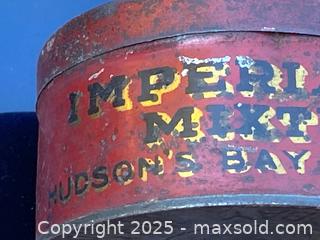 MaxSold Auction: Very old Hudson&#39;s Bay Company Imperial Mixture Tob Tin  - Embossed Bottom - Kingston (Ontario, Canada) SELLER MANAGED Estate Sale Online Auction - Monterey Court