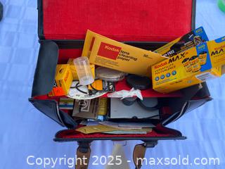 MaxSold Auction: Vintage Leather Camera carry case with many accessories - Kingston (Ontario, Canada) SELLER MANAGED Estate Sale Online Auction - Monterey Court