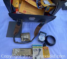 MaxSold Auction: Vintage Leather Camera carry case with many accessories - Kingston (Ontario, Canada) SELLER MANAGED Estate Sale Online Auction - Monterey Court