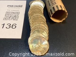 MaxSold Auction: Estate roll of 1992 parliamentary one dollar coins, 25 pieces total in roll, see pictures for condition  - Milton (Ontario, Canada) SELLER MANAGED Estate Sale Online Auction - Chisholm Drive