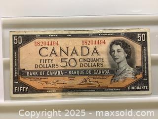 MaxSold Auction: Rare Estate 1954 Canadian fifty dollar bill  - Milton (Ontario, Canada) SELLER MANAGED Estate Sale Online Auction - Chisholm Drive