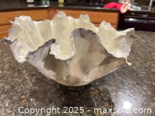 MaxSold Auction: Off-White Glazed Ruffled Ceramic Centerpiece Bowl - Erie (Colorado, USA) SELLER MANAGED Moving Online Auction - Madison Drive