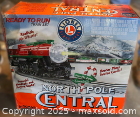 MaxSold Auction: Ready to Run Train Set North Pole Central Christmas Train - Medford (Massachusetts, USA) SELLER MANAGED Downsizing Online Auction - Grace Road