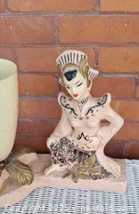 MaxSold Auction: Mid-Century Modern Pale Pink Plaster Table Lamp with Figural Base - Newburgh (Ontario, Canada) SELLER MANAGED Charity/Fundraising Online Auction - Academy Street