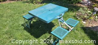 MaxSold Auction: Vintage Folding Picnic Table with attached seating - Burlington (Ontario, Canada) SELLER MANAGED Downsizing Online Auction - Silwell Court