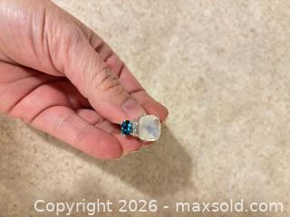 MaxSold Auction: 14k white gold , moonstone & blue topaz earrings  - Ottawa (Ontario, Canada) SELLER MANAGED Downsizing Online Auction - Jeanne Darc Boulevard North