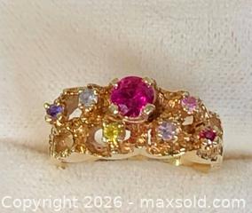 MaxSold Auction: 14k yellow gold family ring with asst coloured stones  - Ottawa (Ontario, Canada) SELLER MANAGED Downsizing Online Auction - Jeanne Darc Boulevard North