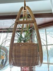 MaxSold Auction: Large Boho Rattan Wicker Hanging Planter plant NOT included  - Ottawa (Ontario, Canada) SELLER MANAGED Downsizing Online Auction - Jeanne Darc Boulevard North