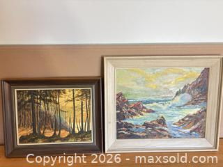 MaxSold Auction: Lot of two Signed Original Oil Painting on Canvas, Framed, Forest & Coastal - Ottawa (Ontario, Canada) SELLER MANAGED Downsizing Online Auction - Jeanne Darc Boulevard North