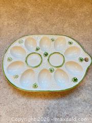 MaxSold Auction: Vintage ceramic deviled egg serving platter with matching Salt & Pepper shakers - Ottawa (Ontario, Canada) SELLER MANAGED Downsizing Online Auction - Jeanne Darc Boulevard North